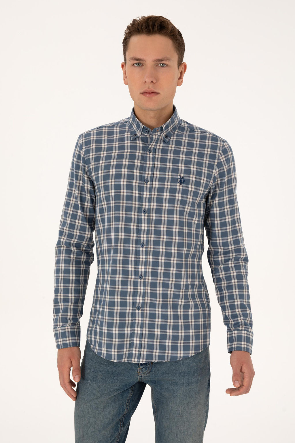 Erkek A__k Lacivert Uzun Kollu G_mlek