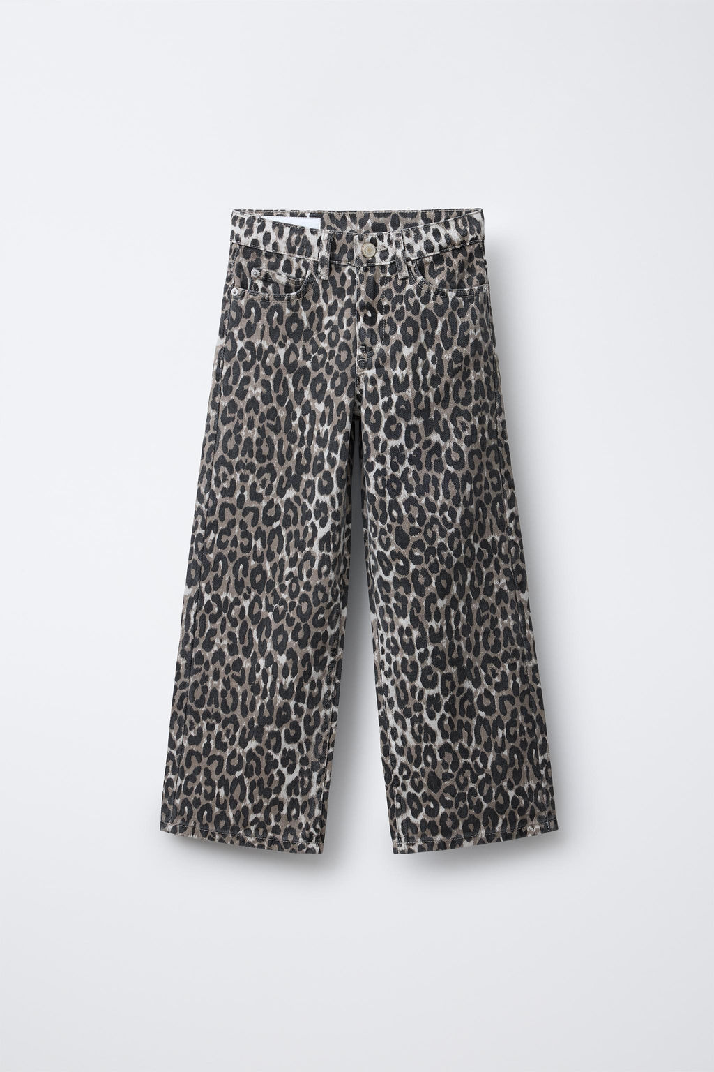ANIMAL PRINT WIDE-LEG DENIM TROUSERS - Zara фото 8