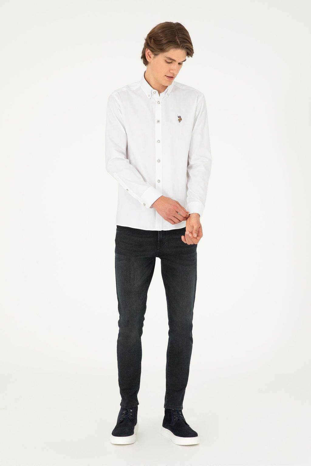 Мужская белая базовая рубашка с длинным рукавом Неожиданная скидка в корзине - U.s. polo assn фото 4