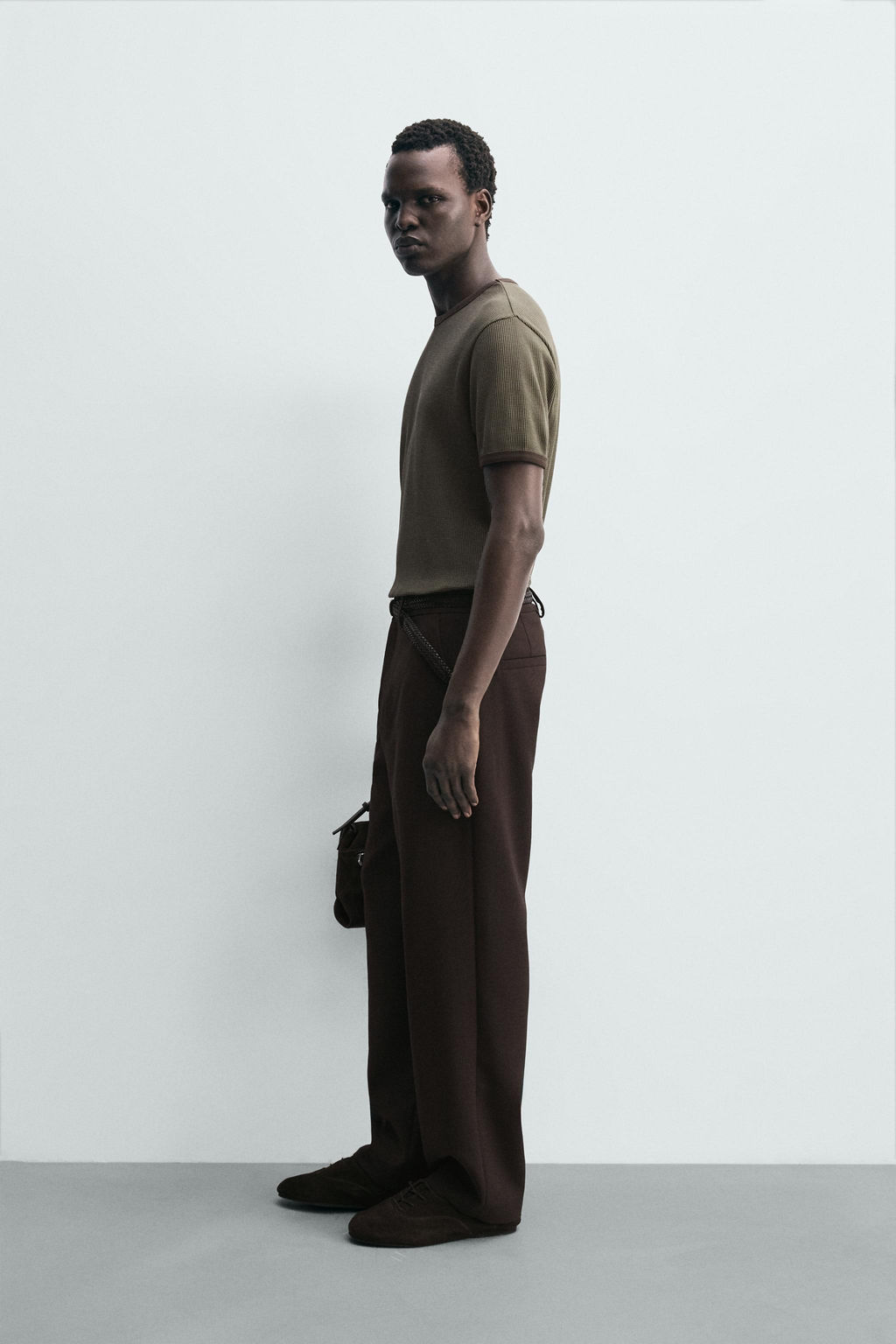 CAMISETA ESTRUCTURA WAFFLE / kaki-med - Zara фото 4