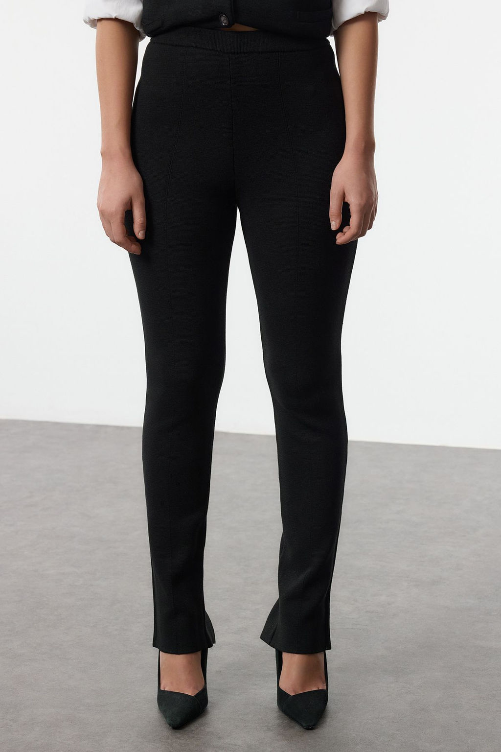 Siyah Premium Iplik/Ozel Iplik Triko Alt-Ust Tak?m TWOAW25AU00003 - Trendyolmilla фото 4