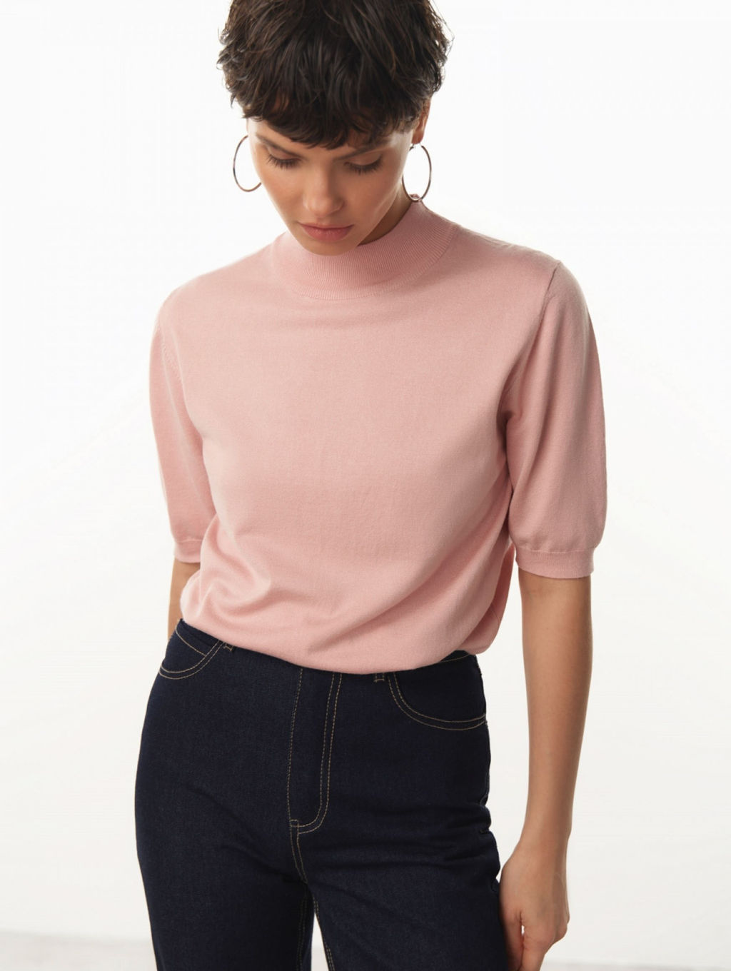 Conso/KTM 230702 - pink powder Водолазка женская