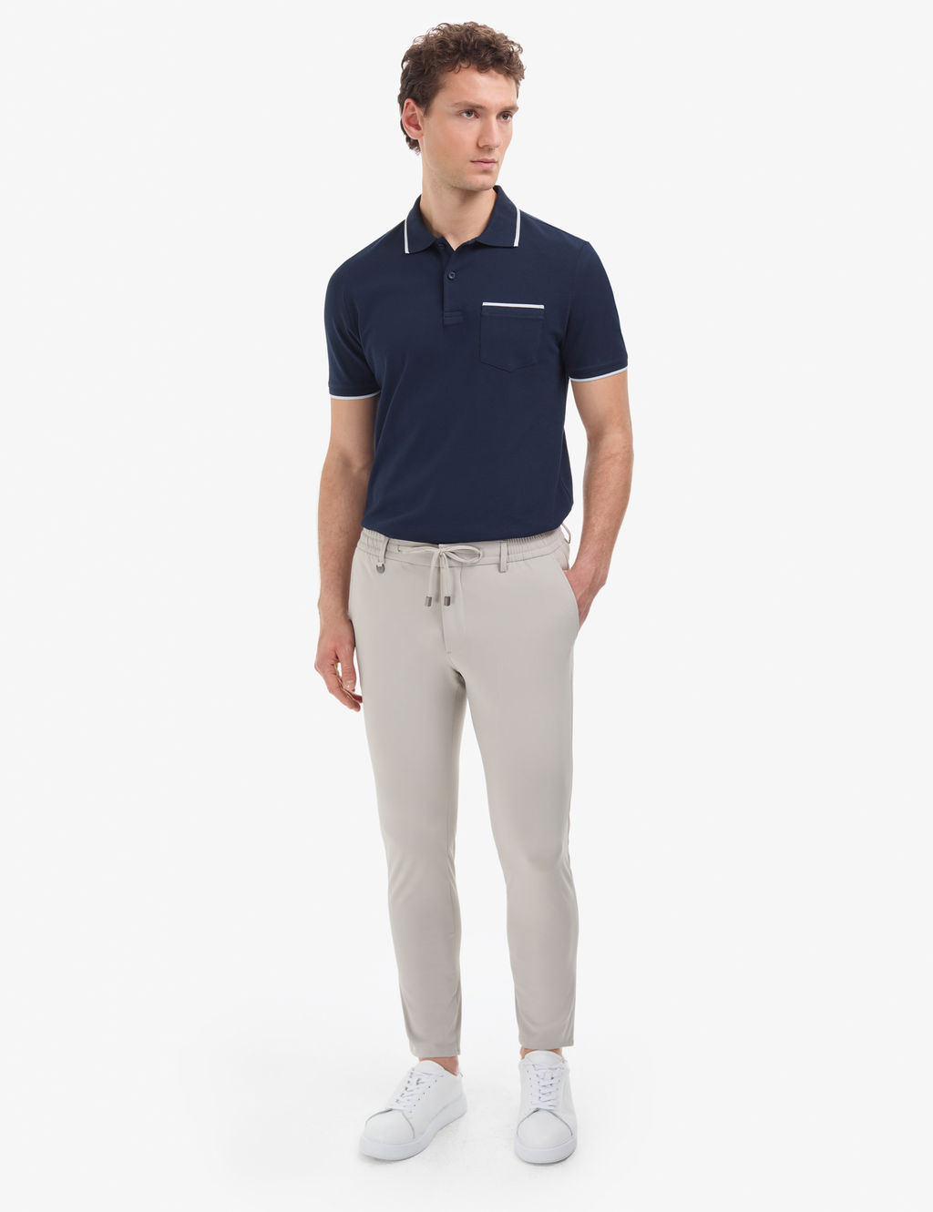 Lacivert Regular Fit %100 Pamuk D__meli Polo Yaka Ti__rt