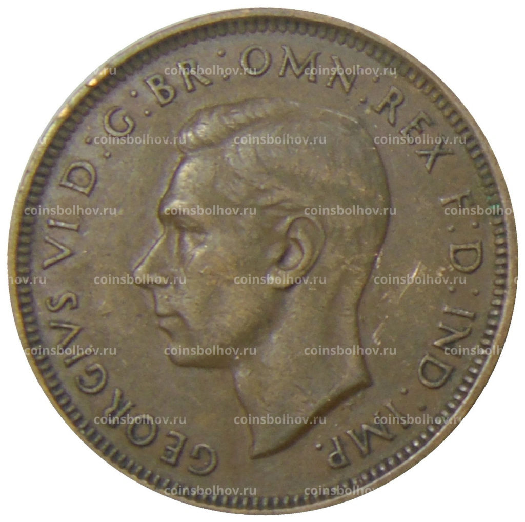 Монета 1/2 пенни 1938 года Австралия