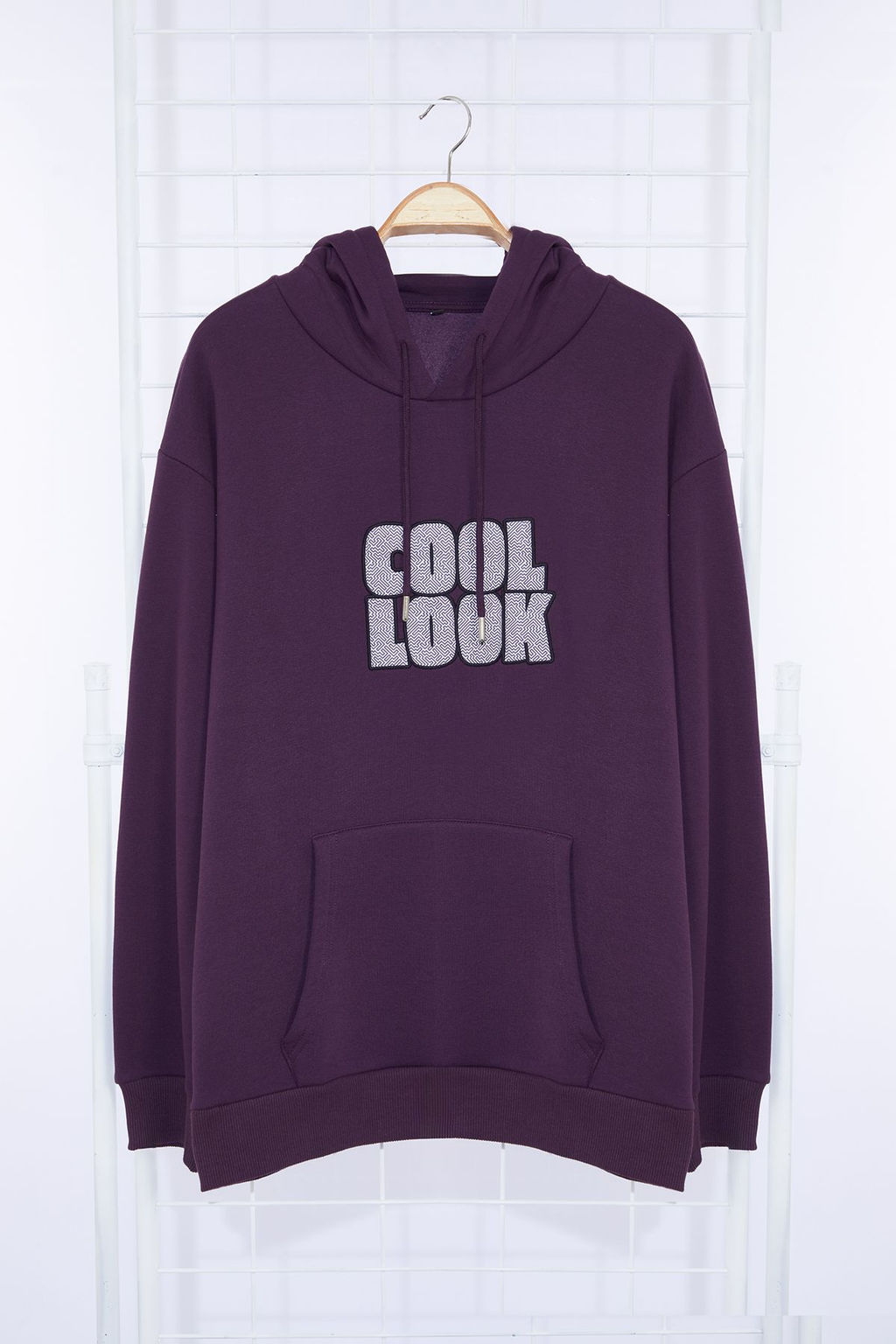 TRENDYOL MAN Mor Oversize/Genis Kesim Kapusonlu Ici Polar/S?cak Tutan Nak?sl? Sweatshirt TMNAW25SW00030 - Trendyolmilla фото 11