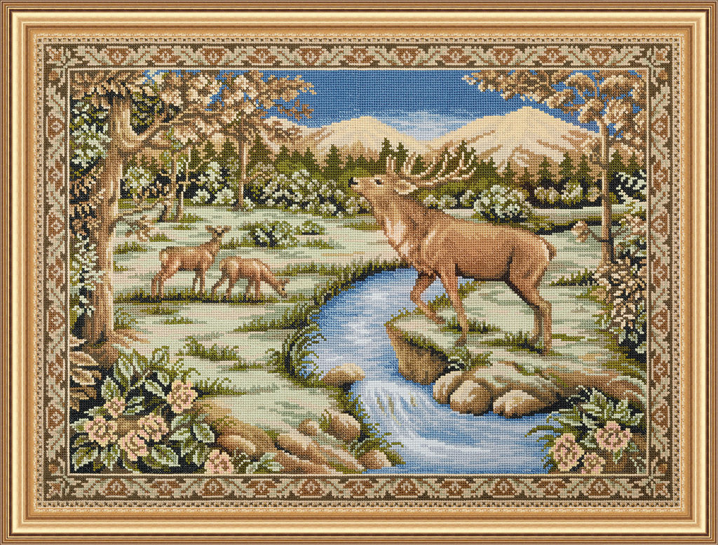 Набор для вышивания PANNA Золотая серия O-7489 Гобелен с оленями 62 х 45 см