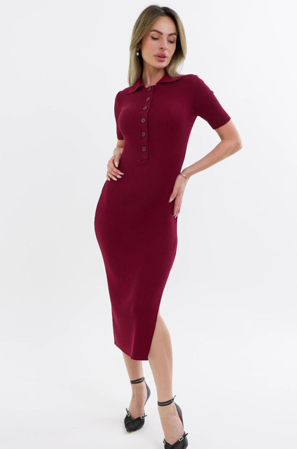 Женское платье-поло в рубчик Happy Fox фото 2