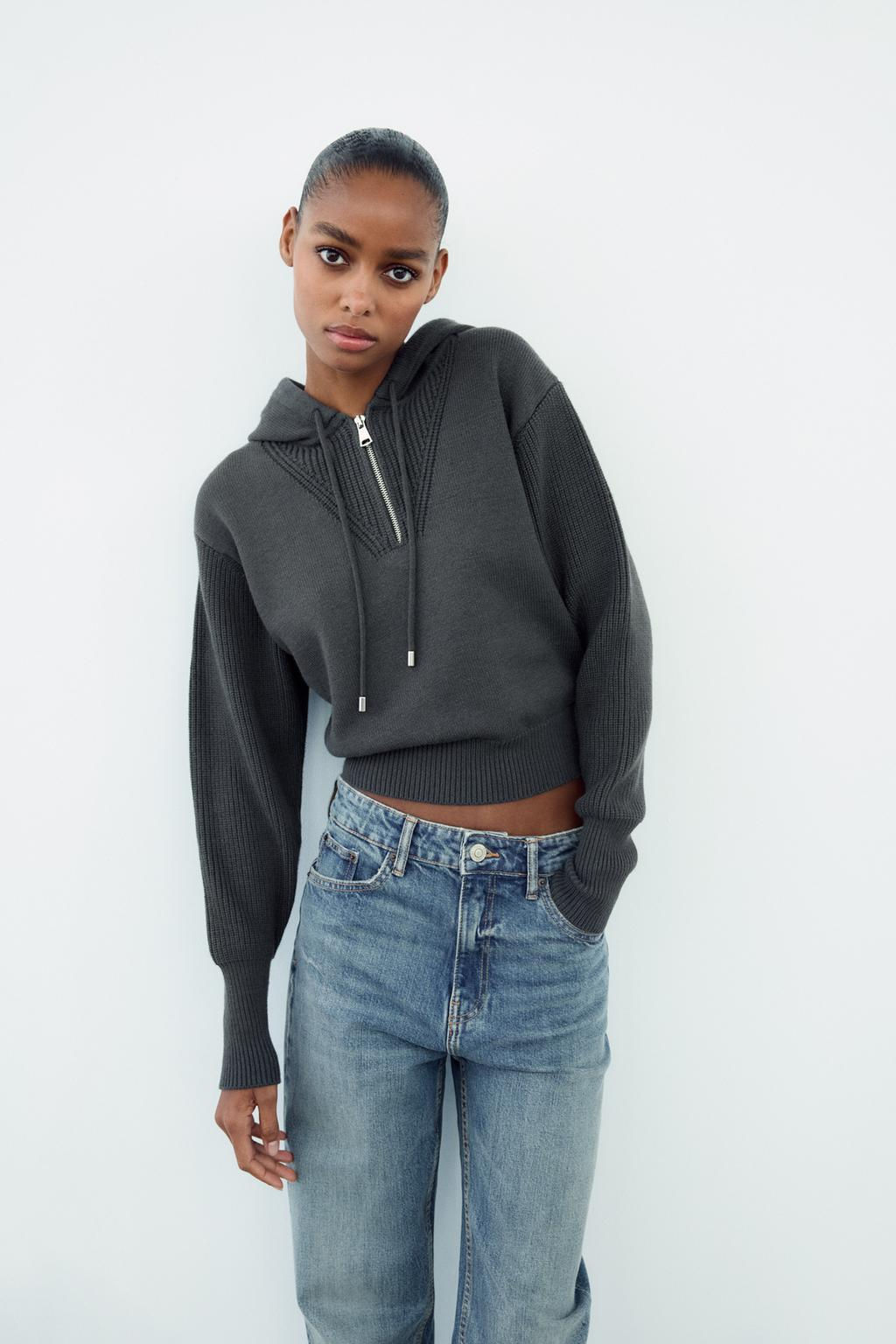 KNIT SWEATER WITH HOOD - Zara фото 5