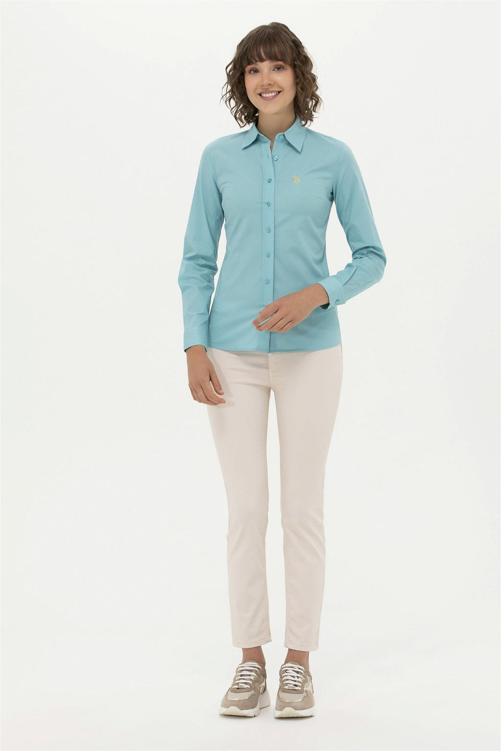 Женская мятная базовая рубашка с длинным рукавом Неожиданная скидка в корзине - U.s. polo assn фото 3