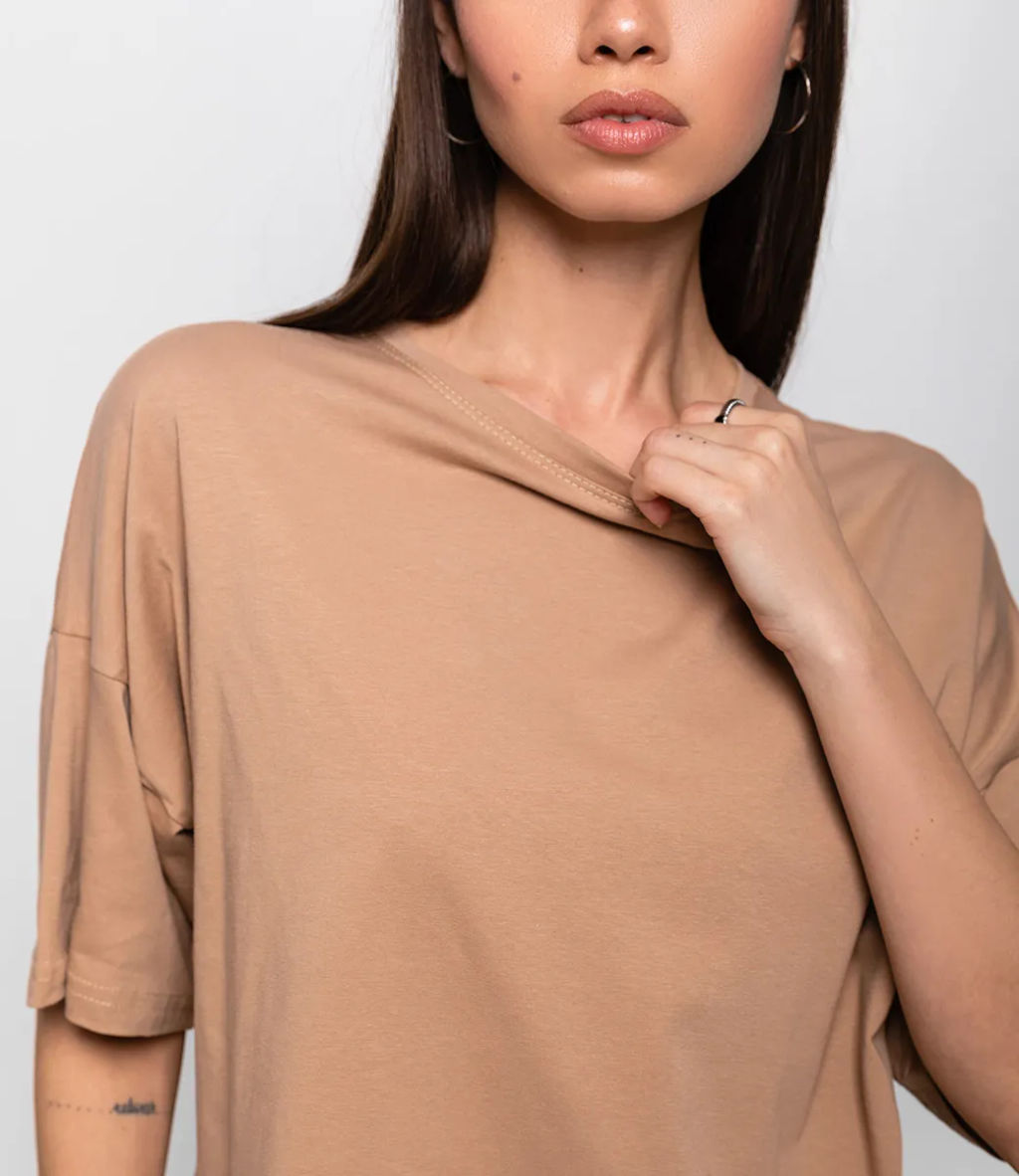 Футболка #ОБШ1420, бежевый