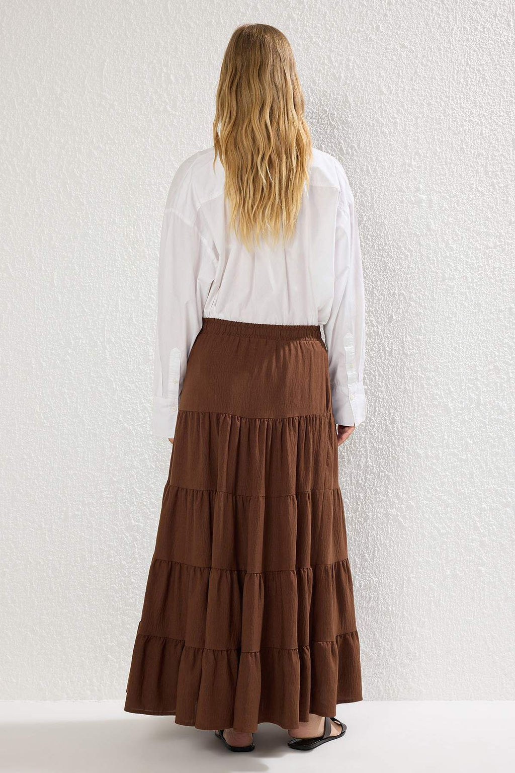 TRENDYOLMILLA Beyaz Pamuklu Dokulu Kumas Maxi Boy Dokuma Etek TWOSS25ET00029  фото 15