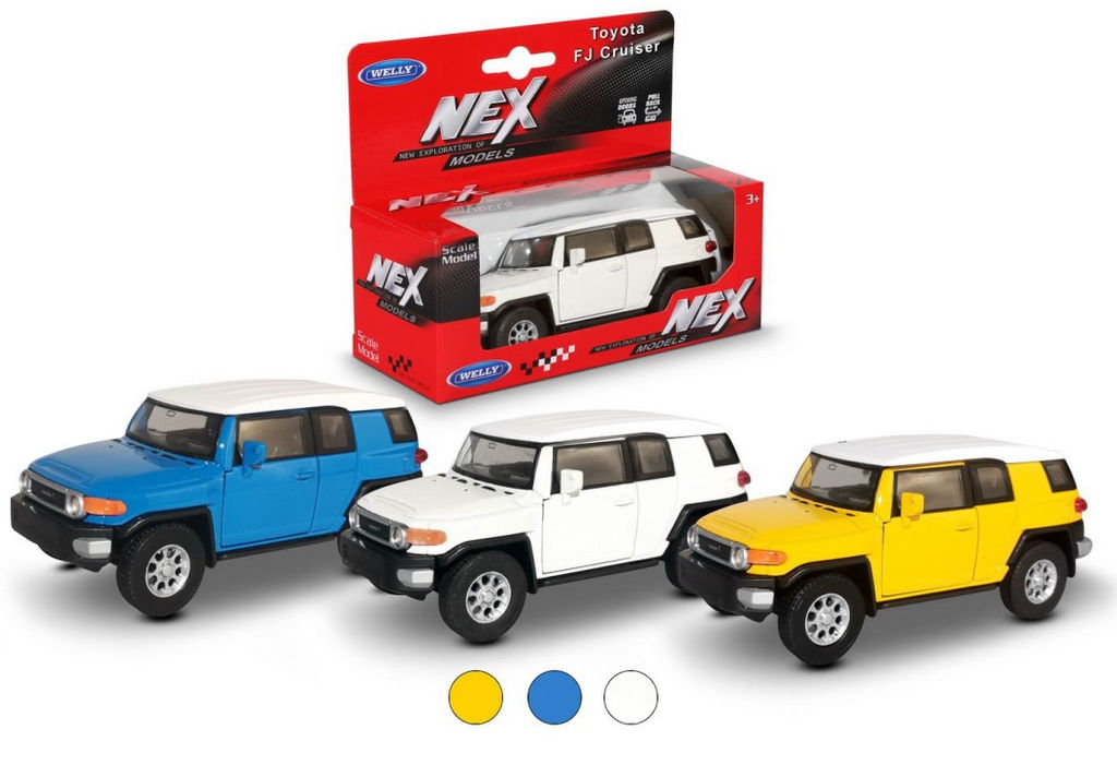 Welly. Машинка 1:38 "Toyota FJ Cruiser" пруж. мех., цвет в ассорт. арт.43639LW
