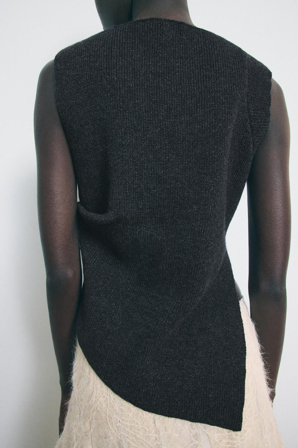 WOOL SLEEVELESS JUMPER WITH SIDE PLEATS - Zara фото 3