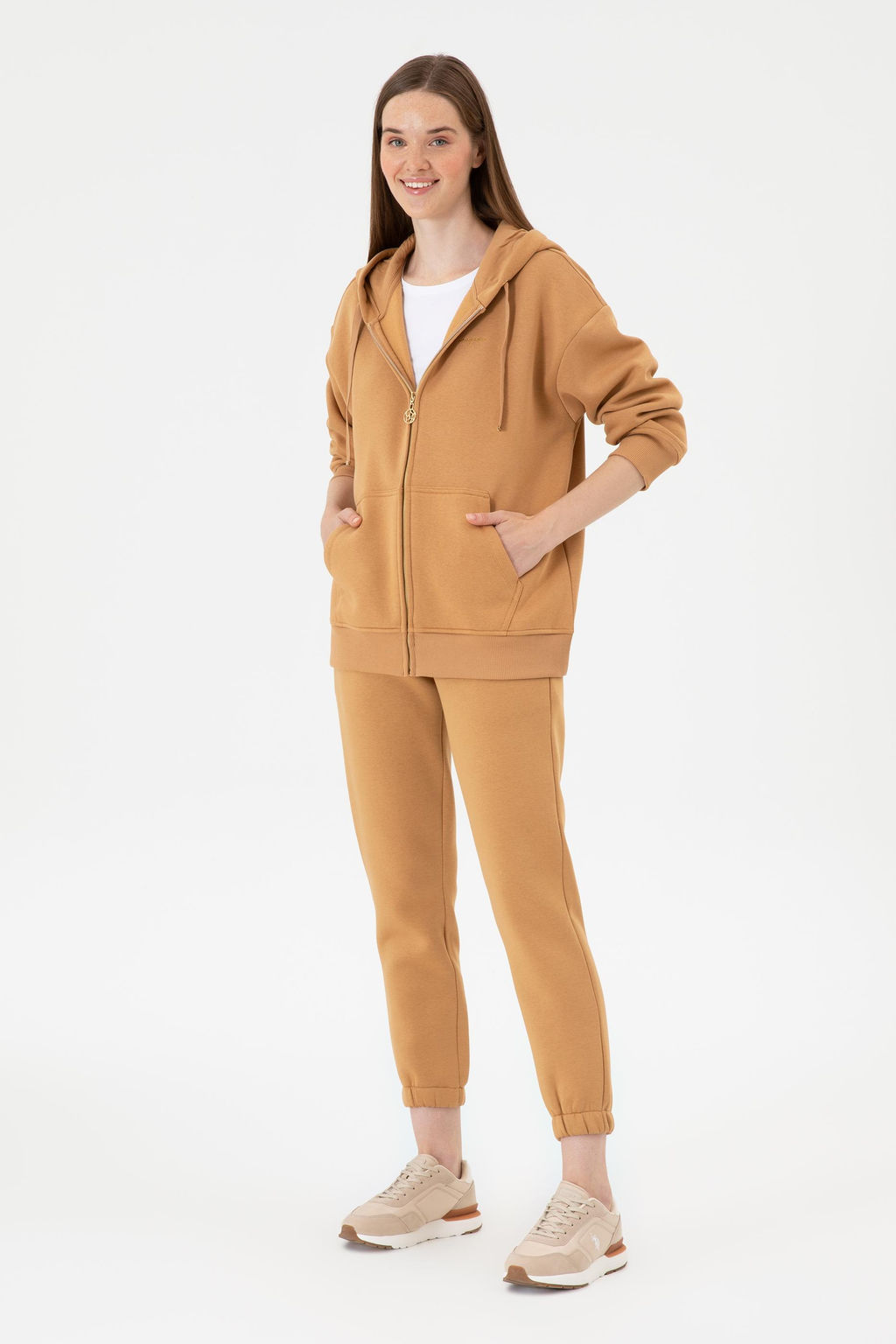 Kad_n Camel _ardonlu Kap__onlu Sweatsh_rt Sepette S_rpriz _ndirim - U.s. polo assn фото 4