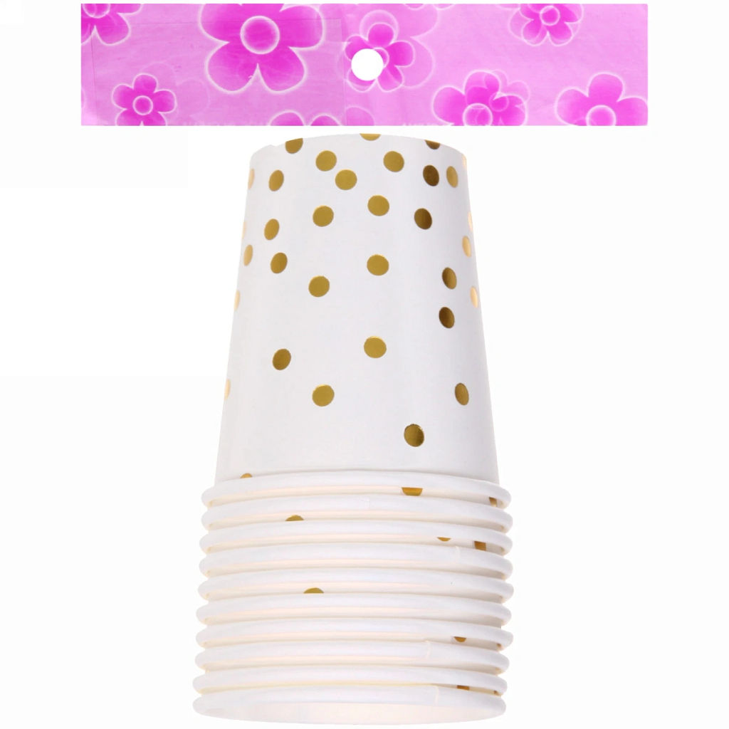 Цена за 6 шт. Стакан бумажный 0,2л в наборе 10 шт "Конфетти" белый