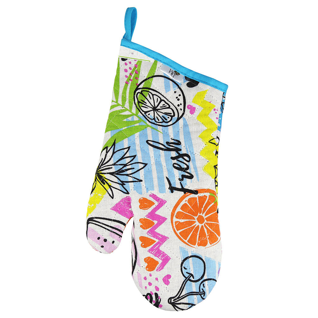 Кухонный комплект ФрешФут б/з: прихватка-варежка 15х30см + прихватка 20х20см, рогожка 171г/м2, хлопок 100%, наполнитель - ватин 280г/м2, на пластмассовом подвесе, Домашняя мода (Россия)  фото 2