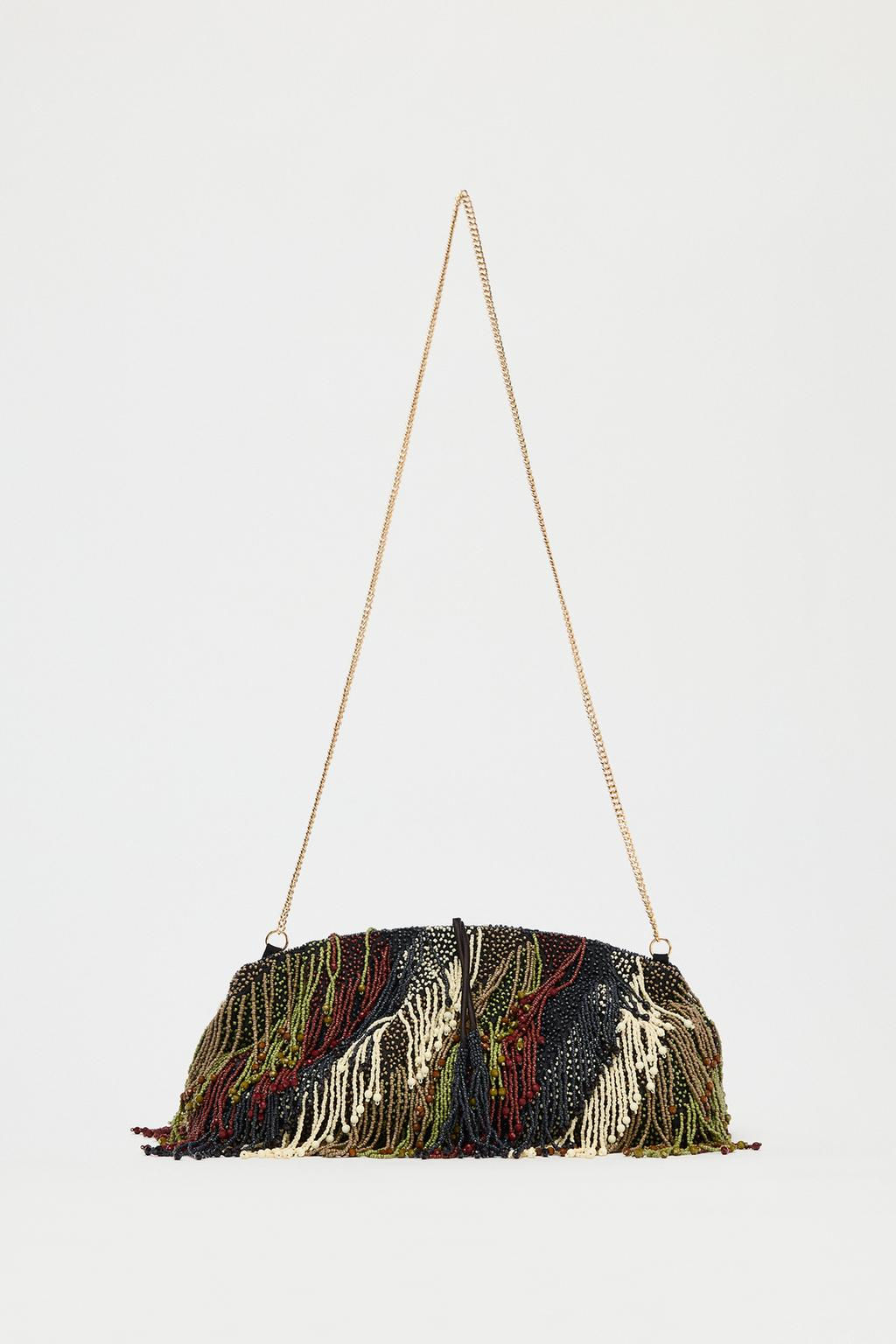 SEQUINNED CLUTCH BAG WITH FRINGING - Zara фото 2