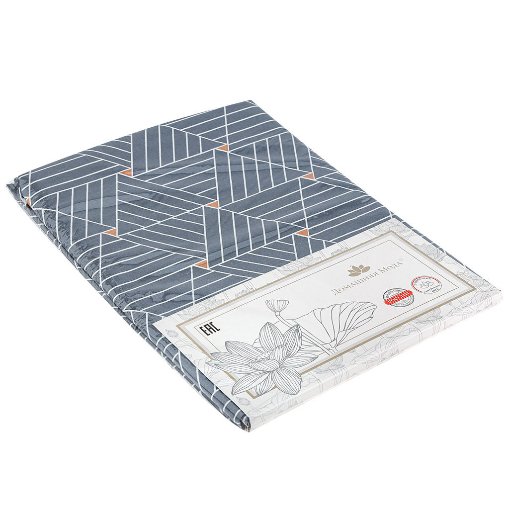 Простыня Евростандарт Геометрия графит 240х220см, поплин Премиум Пакистан 125г/м2, хлопок 100%, упаковка классическая ПВХ 28х41см, Домашняя мода (Россия)  фото 2