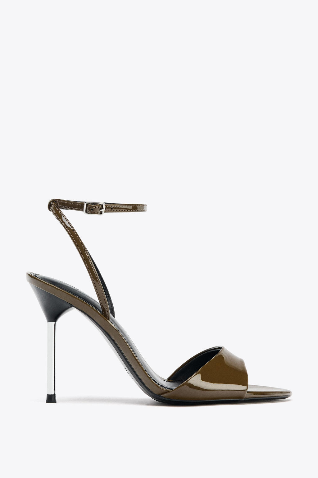 PATENT-EFFECT HIGH-HEEL SANDALS - Zara фото 3