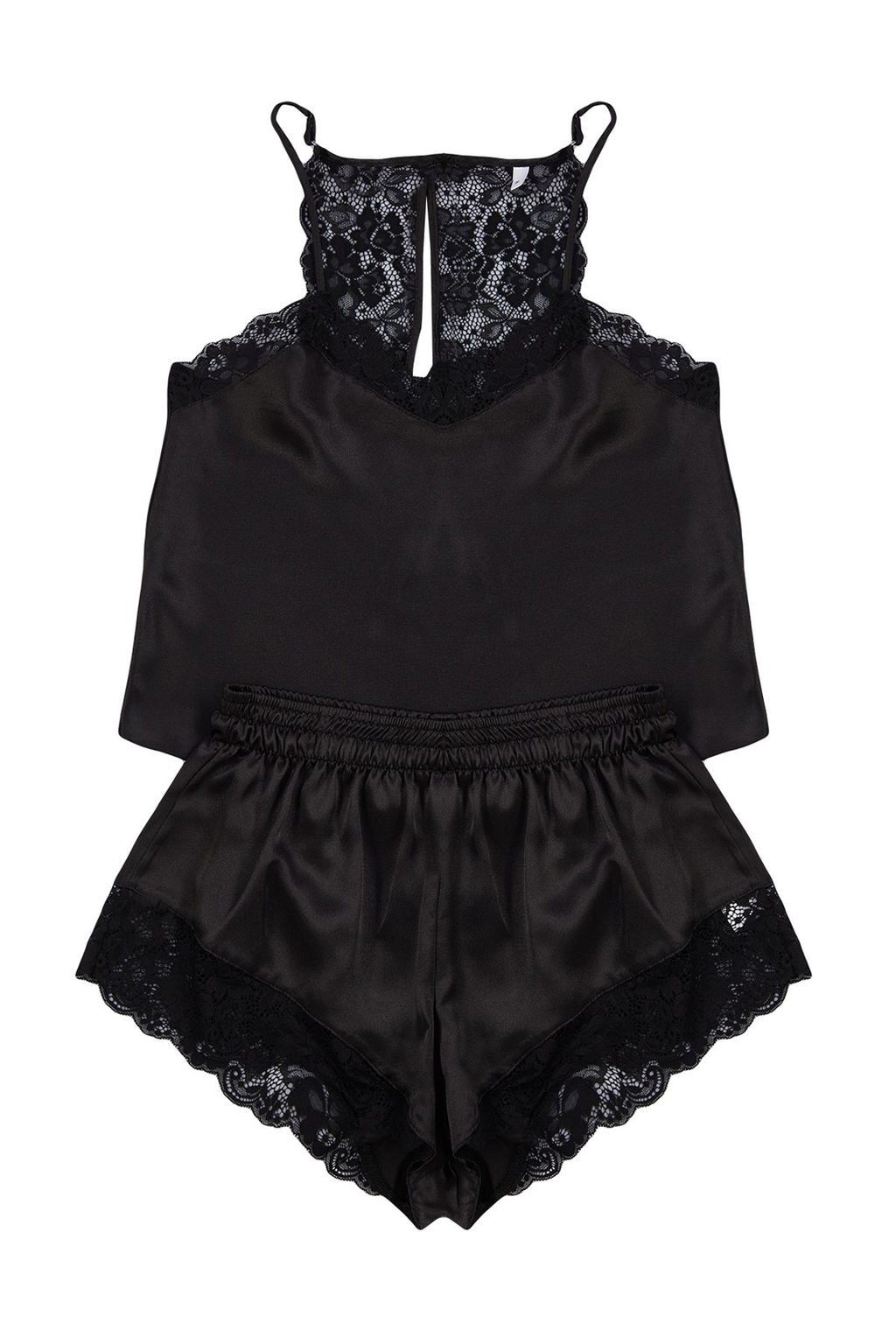 Trendyolmilla Siyah Dantelli Ip Ask?l? Saten Sortlu Dokuma Pijama Tak?m? THMSS22PT0269  фото 55