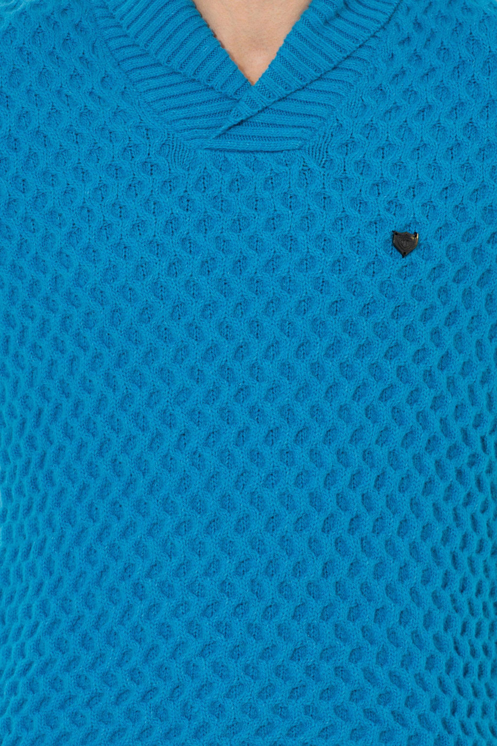 U. S. Polo Assn Мужской трикотажный свитер кобальтового меланжевого цвета с шалевым воротником - U.s. polo assn фото 6