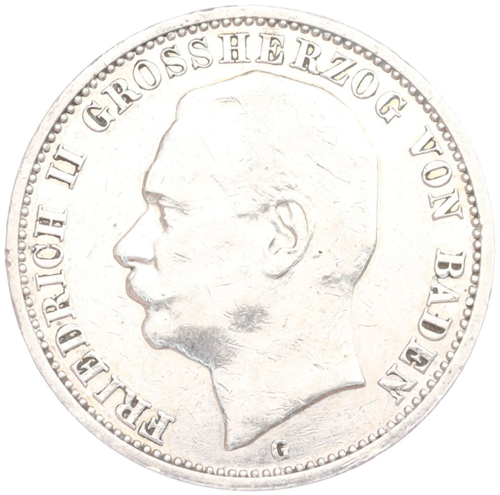 Монета 3 марки 1911 года G Германия (Баден)