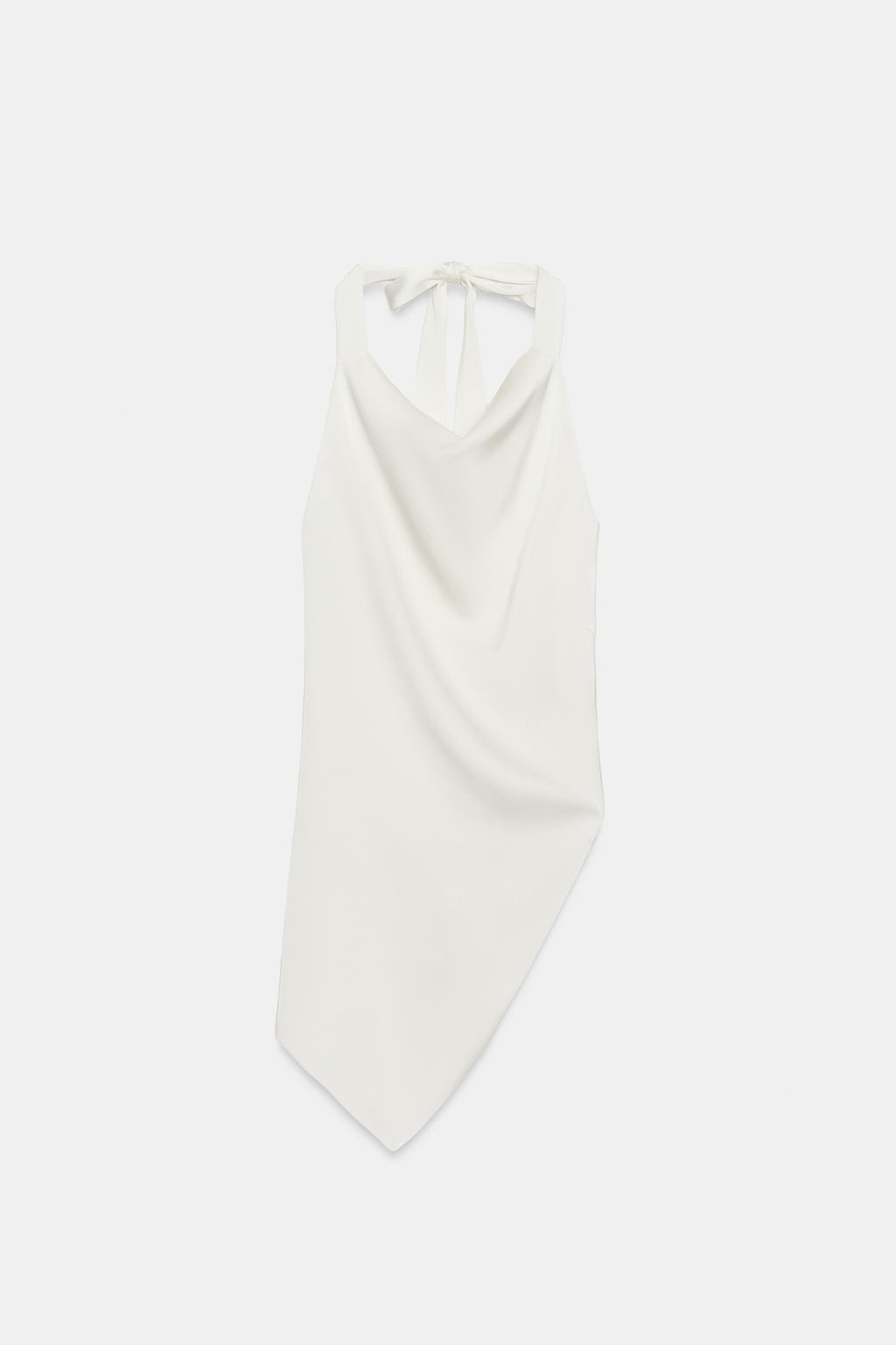 TOP SATINADO HALTER ASIM?TRICO / Blanco roto