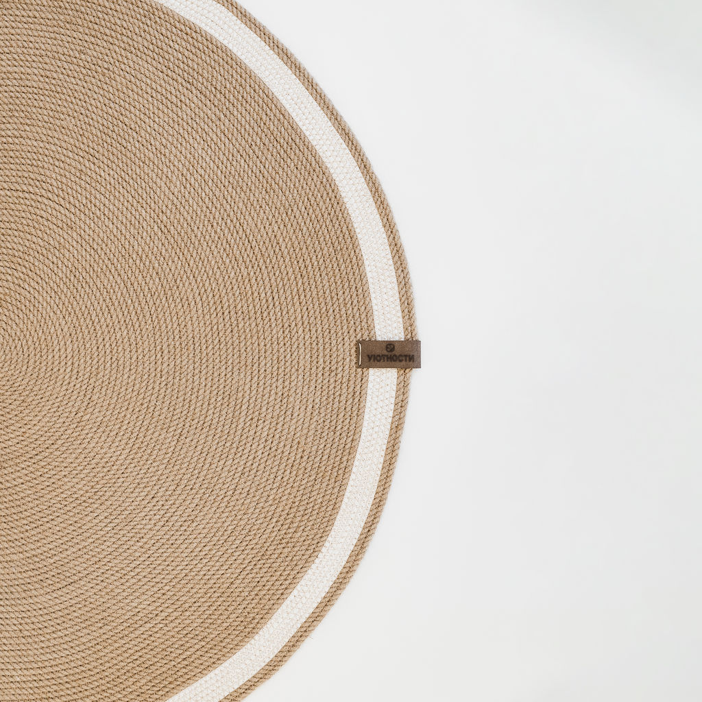 Коврик из джута круглый d-80 см с белым кантом - Уютности фото 3