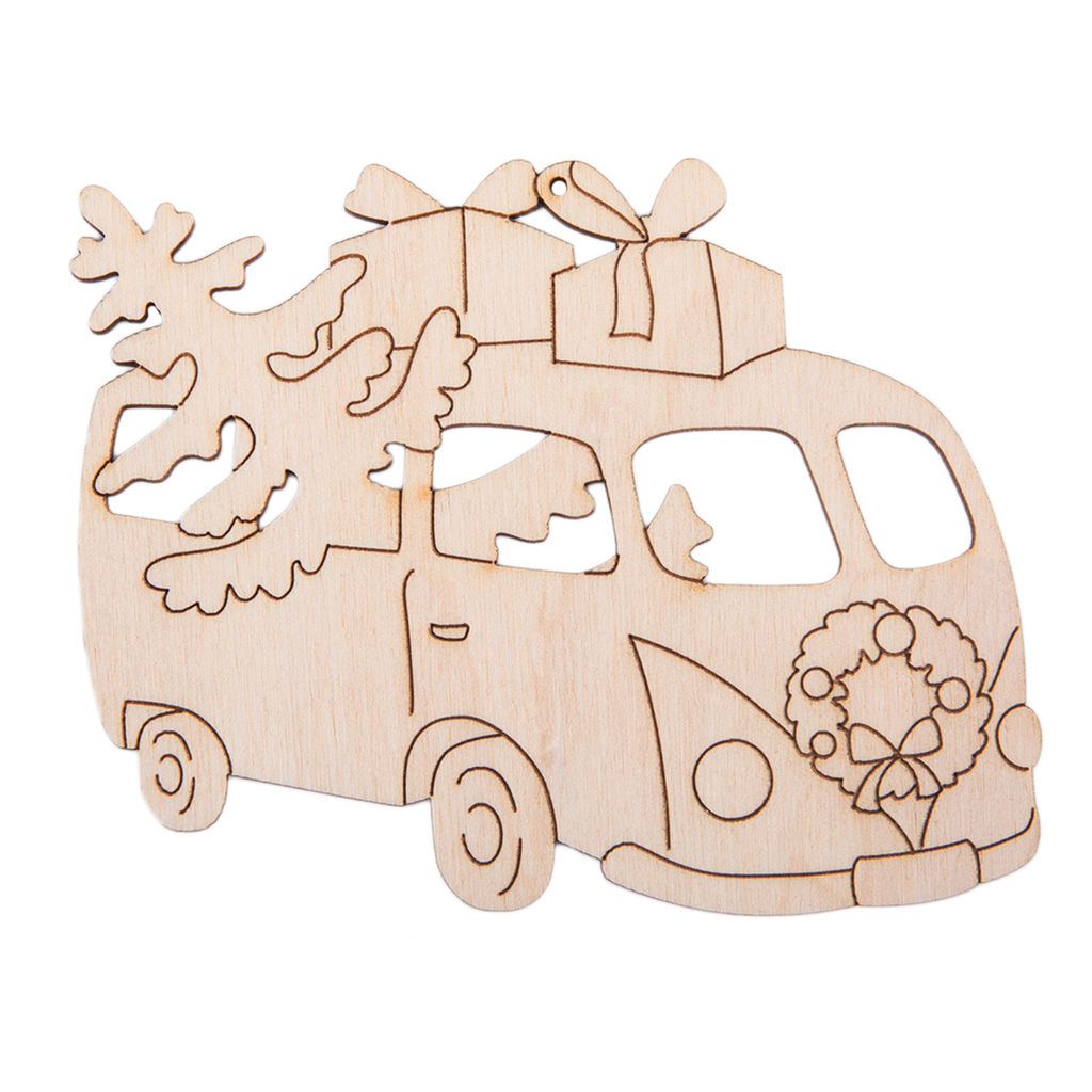 Заготовка для декорирования Mr. Carving ВД-1185 Подвеска фанера 7.5 х 10 х 0.3 см Машина с подарками №1 (8х10см.)