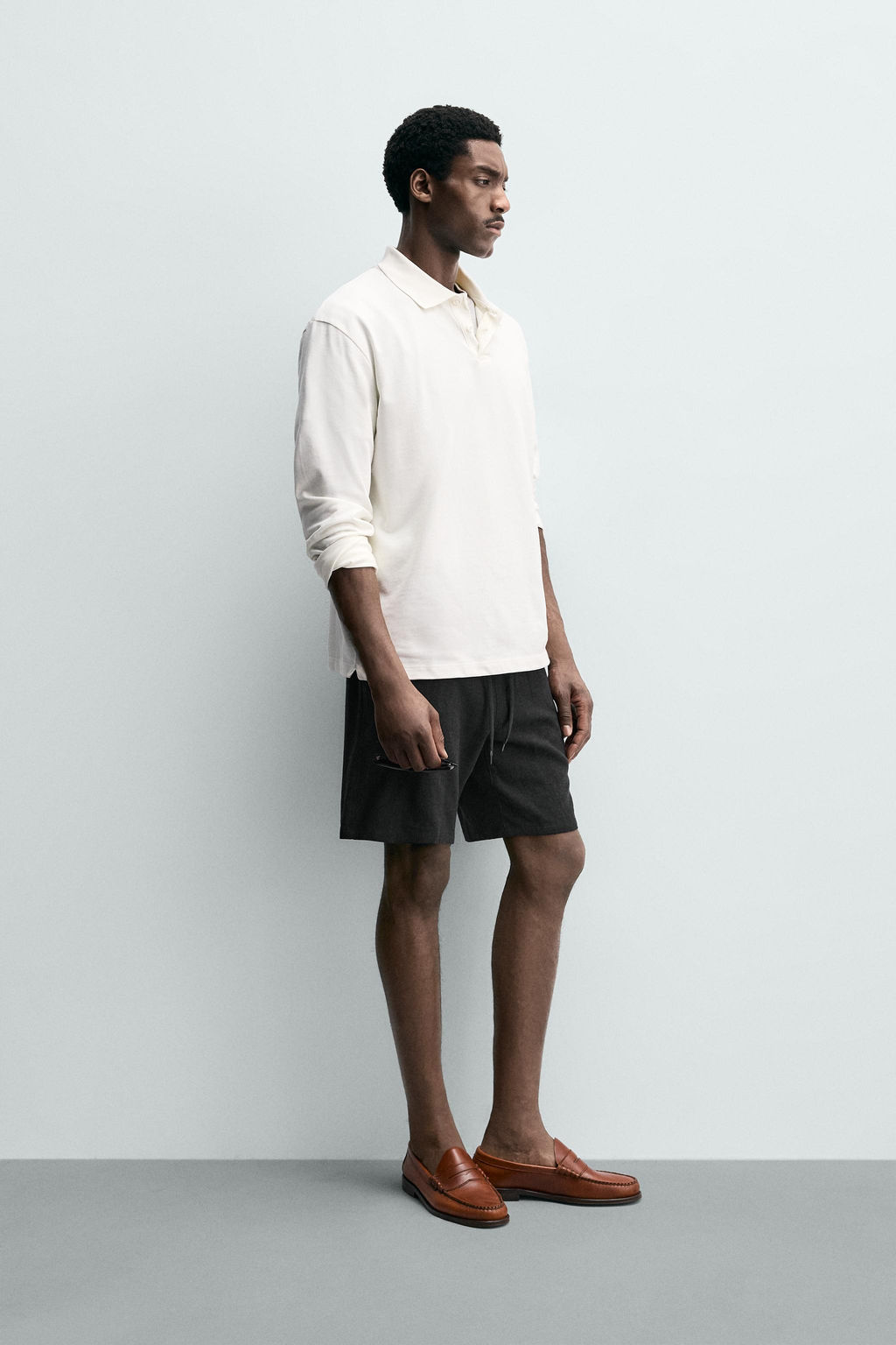 BERMUDA RELAXED FIT VISCOSA - LINO / Negro - Zara фото 4