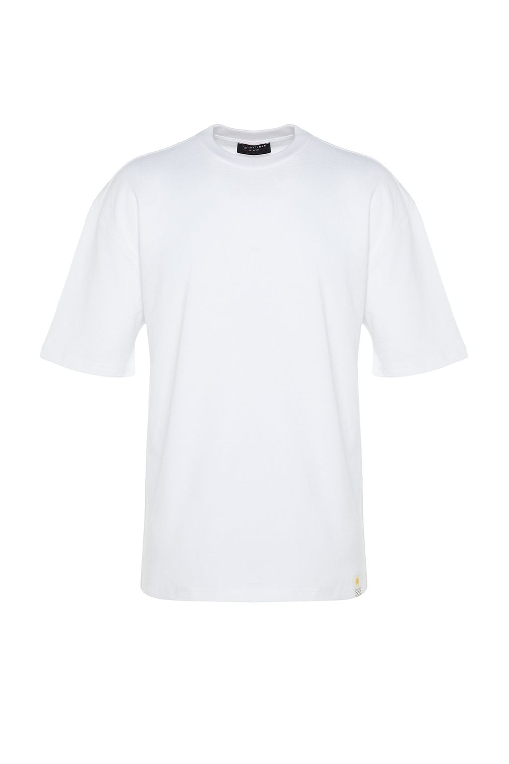 Beyaz Oversize %100 Pamuklu Etiketli Dokulu Basic Kal?n Tok T-Shirt TMNSS23TS00074