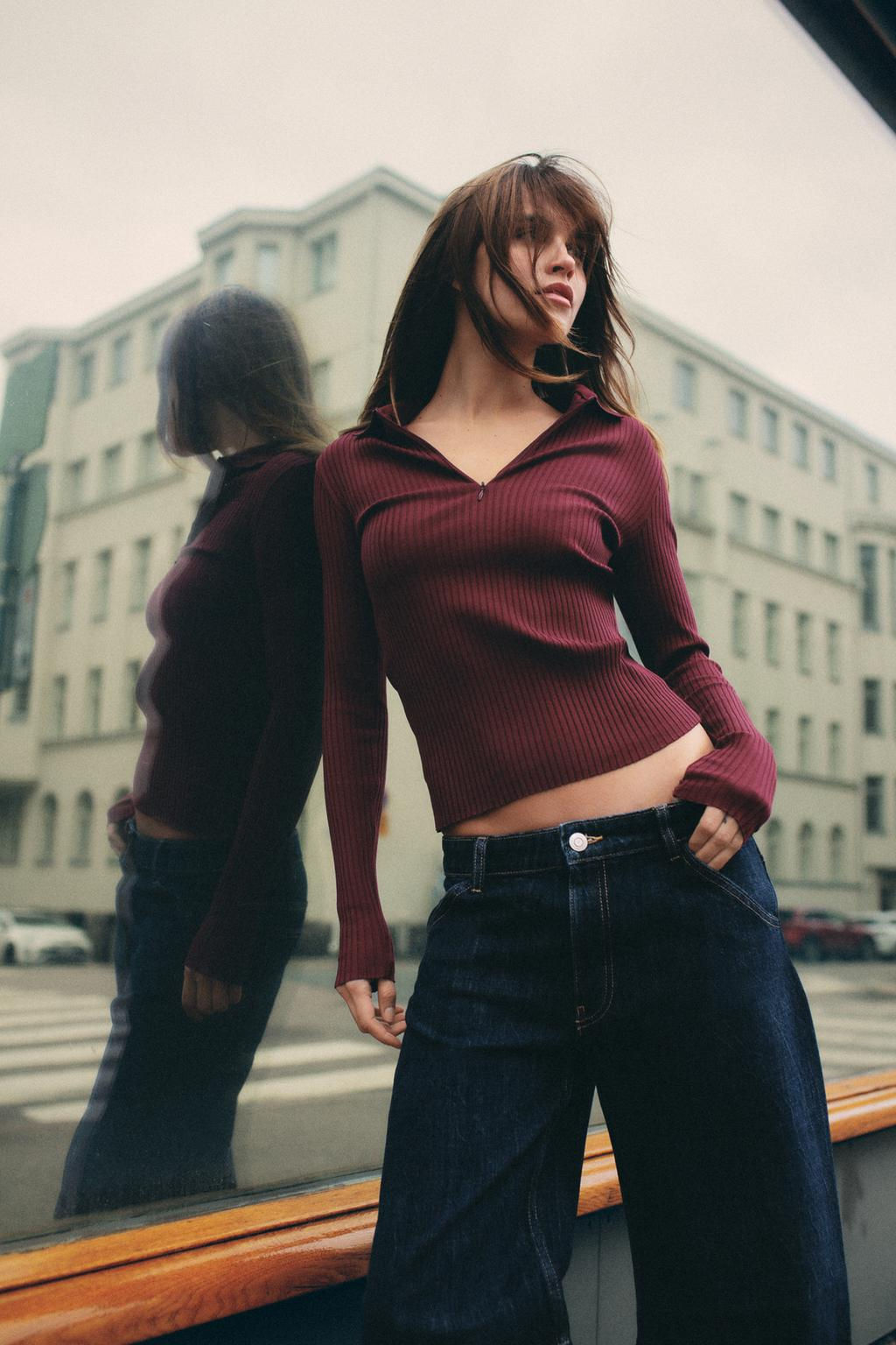 RIBBED POLO NECK T-SHIRT - Zara фото 14