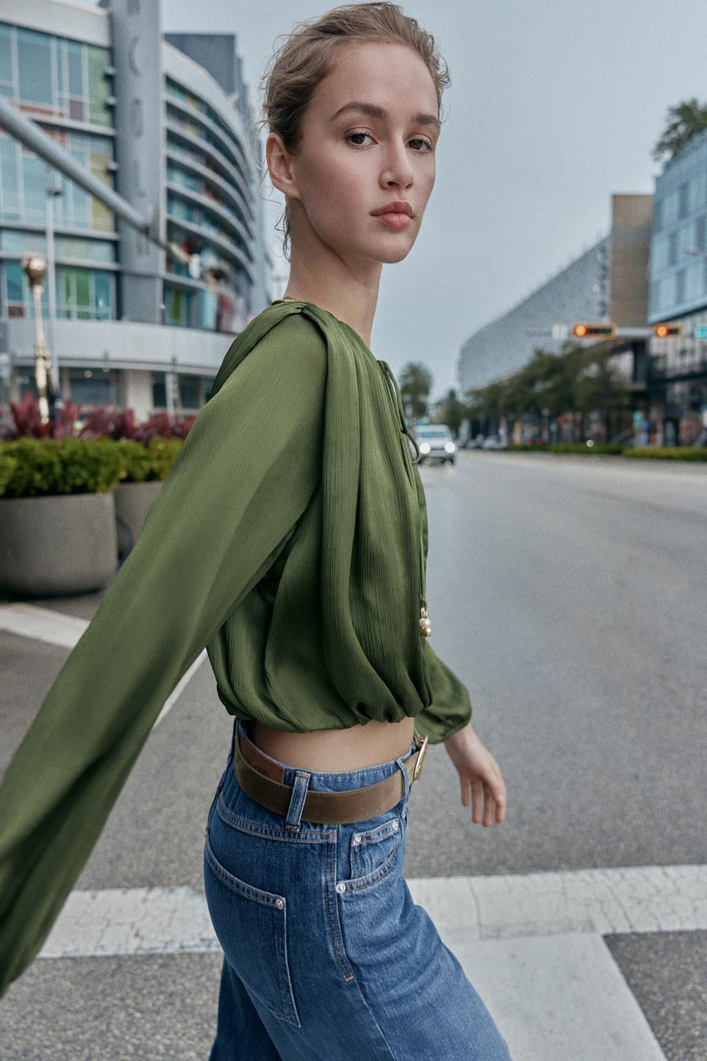 SATIN BALLOON BLOUSE - Zara фото 10