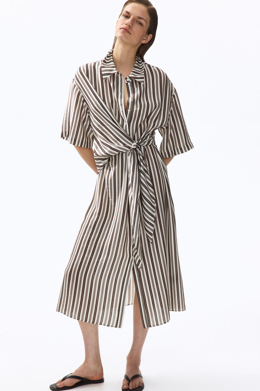 Vestido camisero con lazada - H&m фото 3