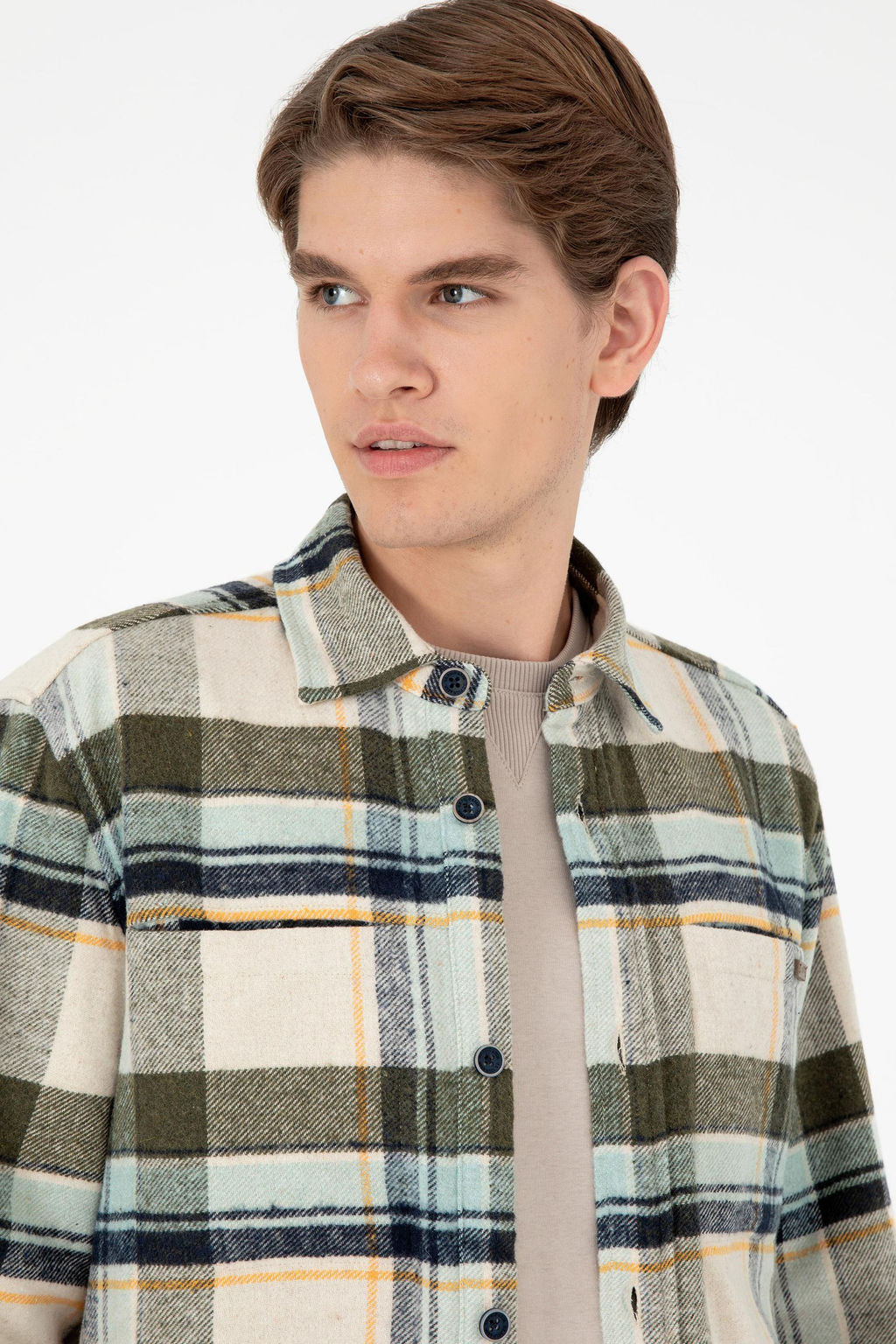 Мужская рубашка цвета хаки с длинным рукавом - U.s. polo assn фото 2