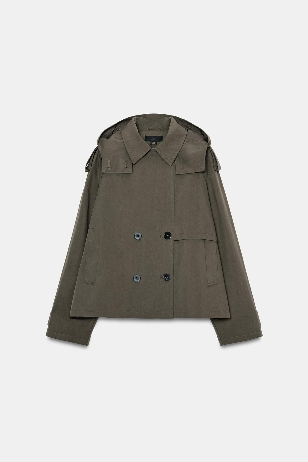 TRENCH CORTA CAPUCHA / kaki oscuro - Zara фото 4