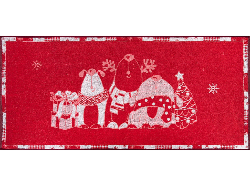 Полотенце махровое 6с102.411ж1 Новогодняя песнь (3-бело.кр) 67х150см