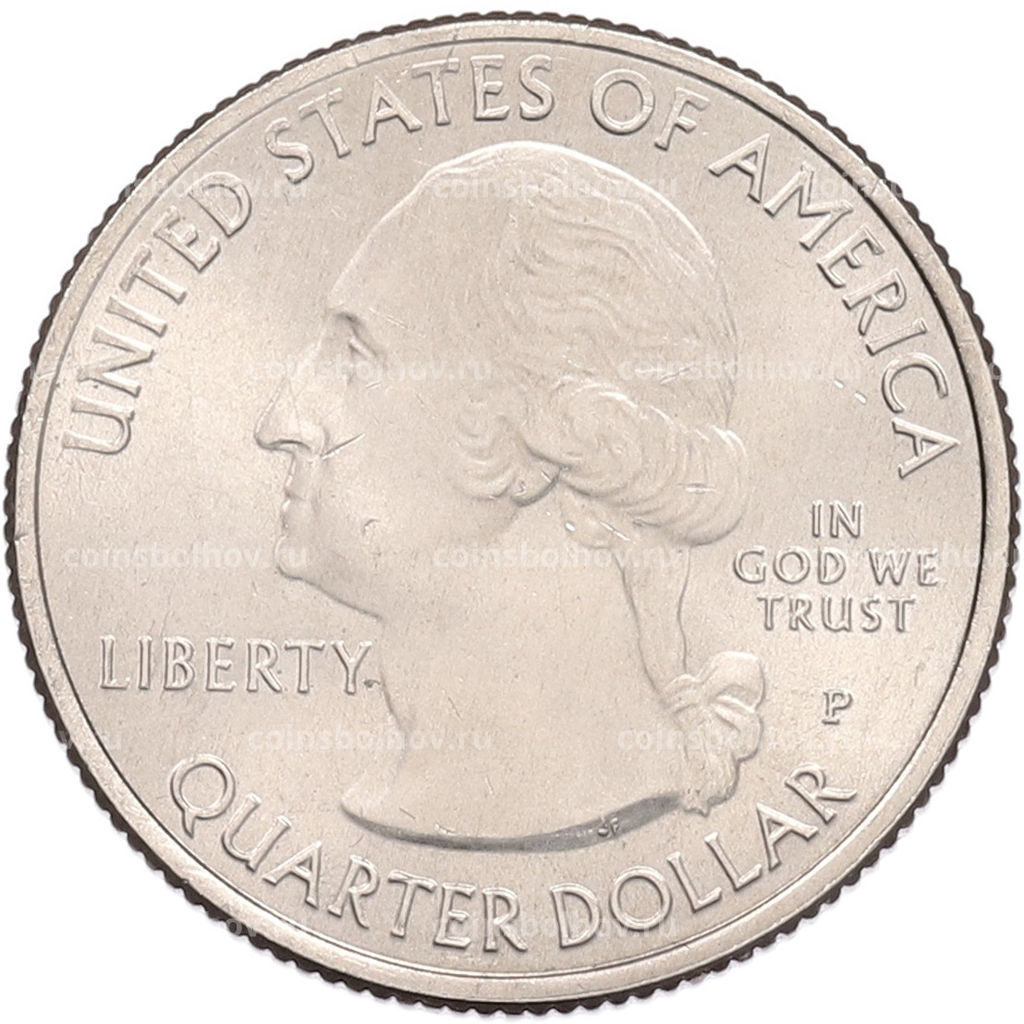 Монета 1/4 доллара (25 центов) 2017 года P США Национальные парки  №39 Национальный монумент острова Эллис