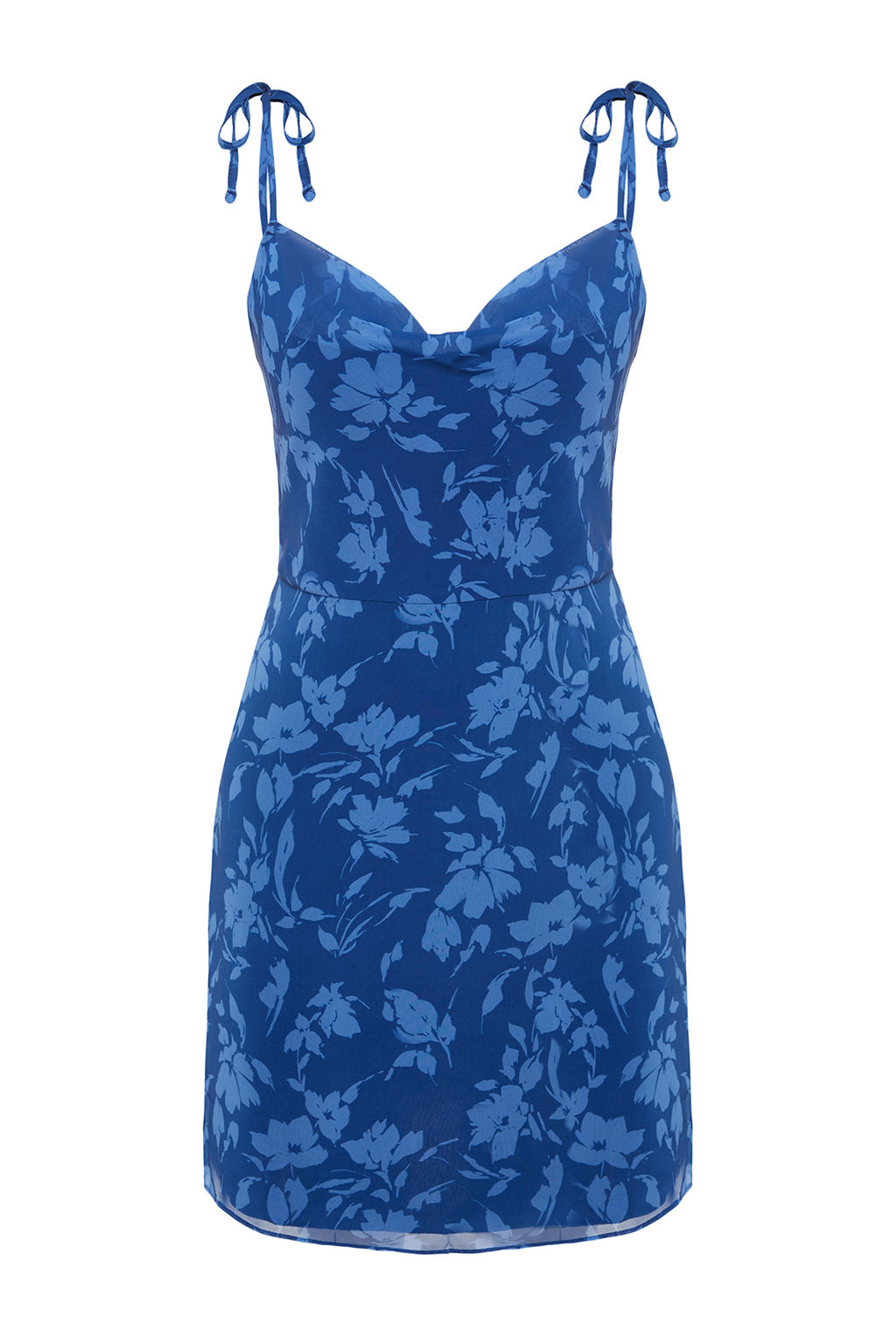 TRENDYOLMILLA Lacivert Cicekli A Kesim Sifon Mini Astarl? Dokuma Elbise TWOSS22EL2566  фото 7