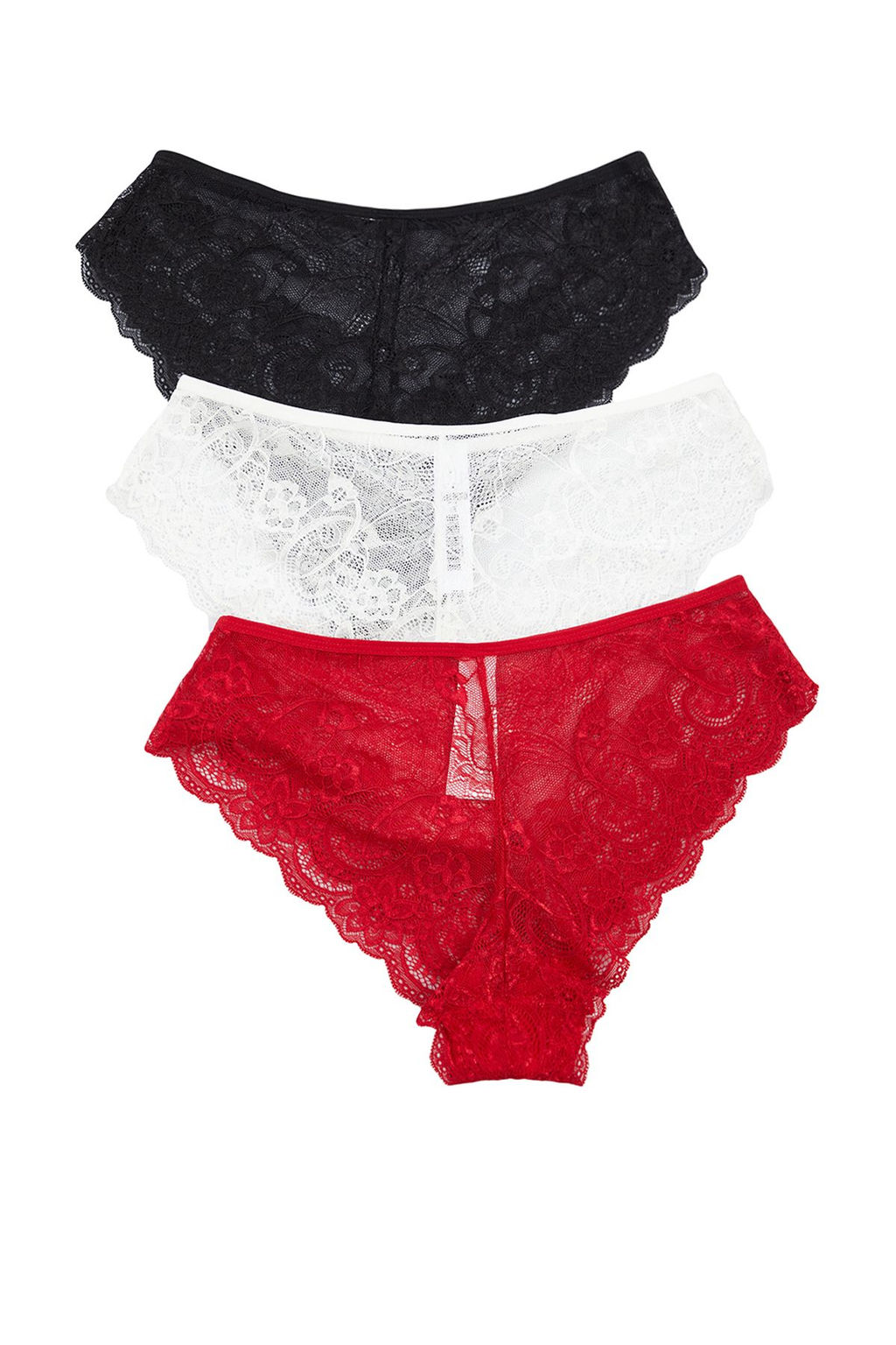 Trendyolmilla Siyah-Cok Renkli 3lu Paket Dantelli Ajurlu/Delikli Hipster Orme Kulot THMAW25KU00007 фото 9