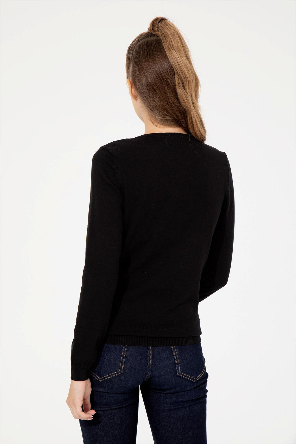 Женский черный базовый свитер с v-образным вырезом Неожиданная скидка в корзине - U.s. polo assn фото 5