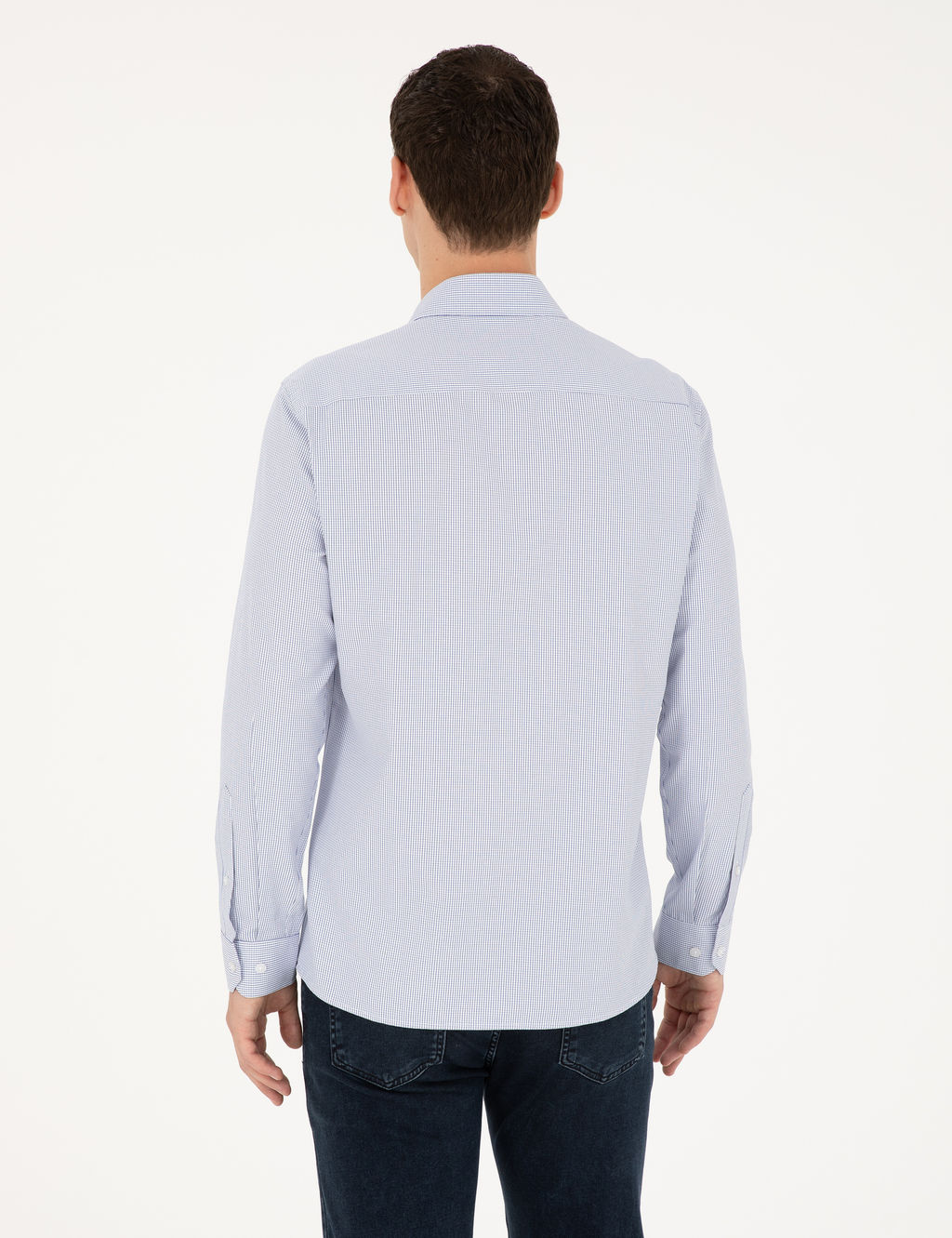 A__k Mavi Slim Fit Uzun Kollu G_mlek