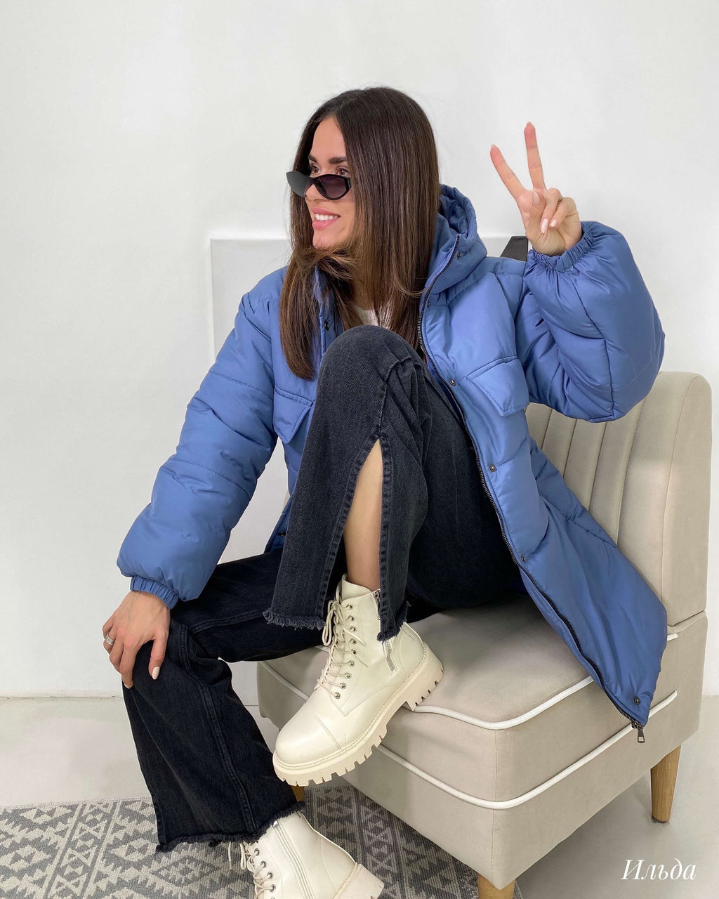 Куртка Ильда (серо-синий) - Nadi bordo фото 7