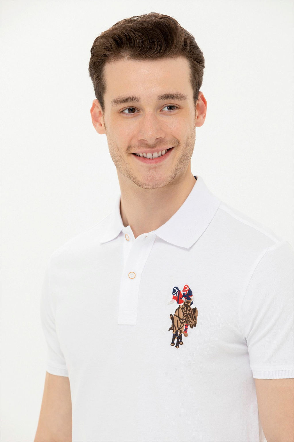 U. S. Polo Assn Мужская белая базовая футболка с воротником-поло - U.s. polo assn фото 4