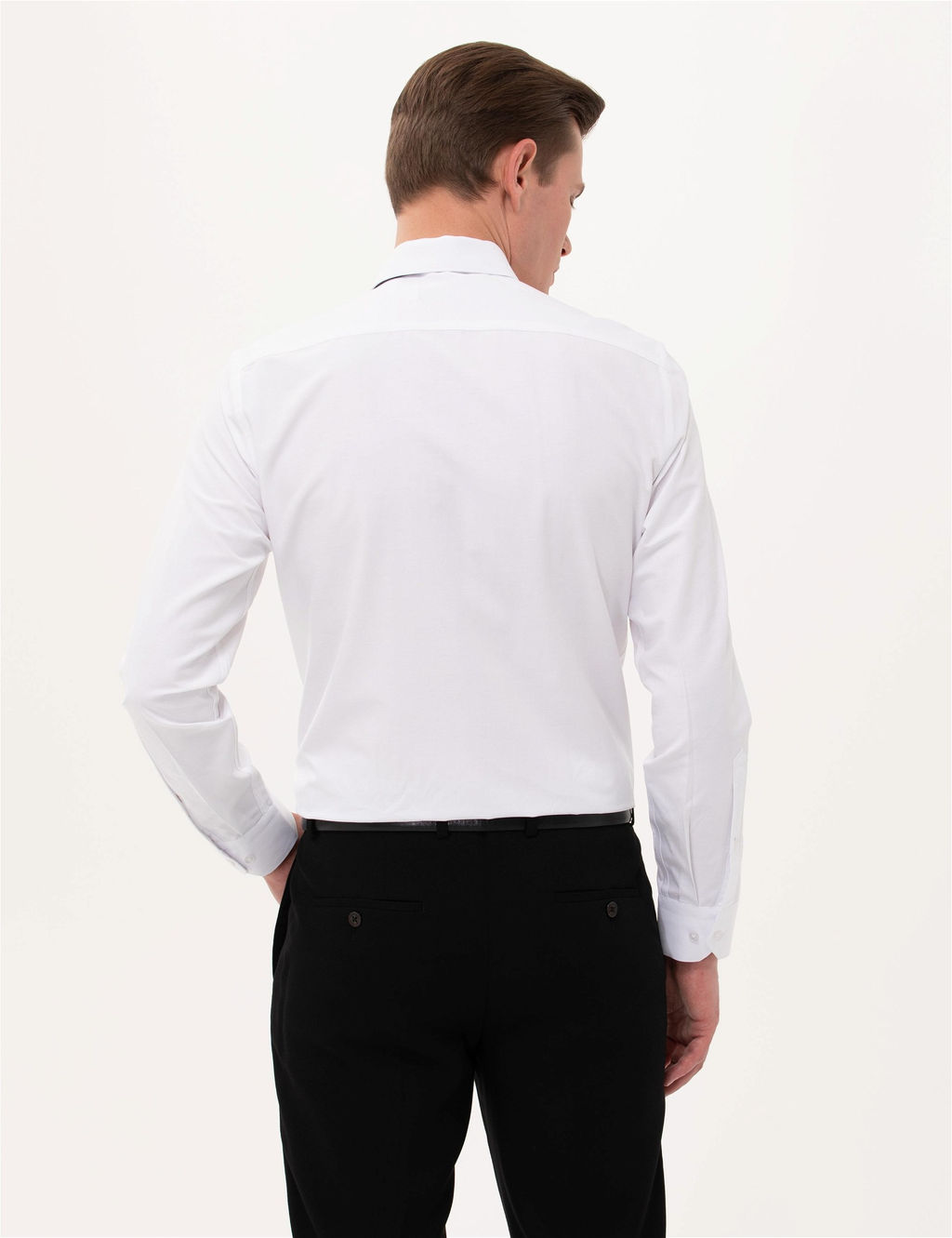Beyaz Slim Fit Uzun Kollu Basic G_mlek