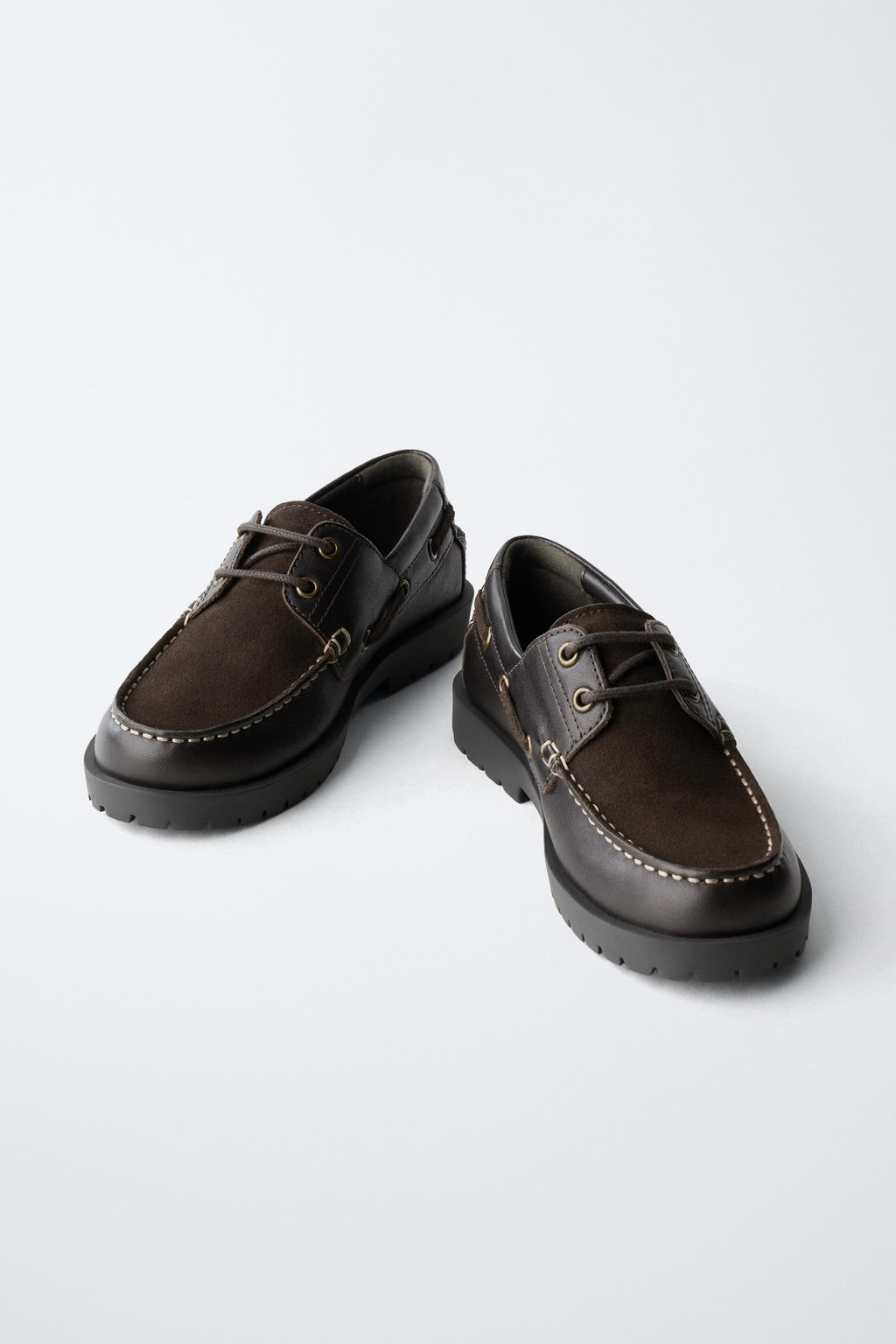 COMBINED LEATHER DECK SHOES - Zara фото 4