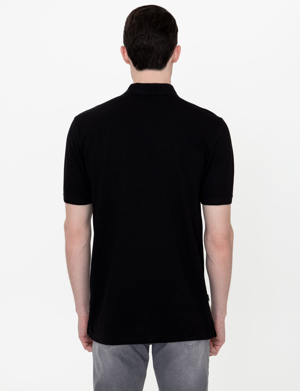 Siyah Regular Fit Polo Yaka Basic Ti__rt