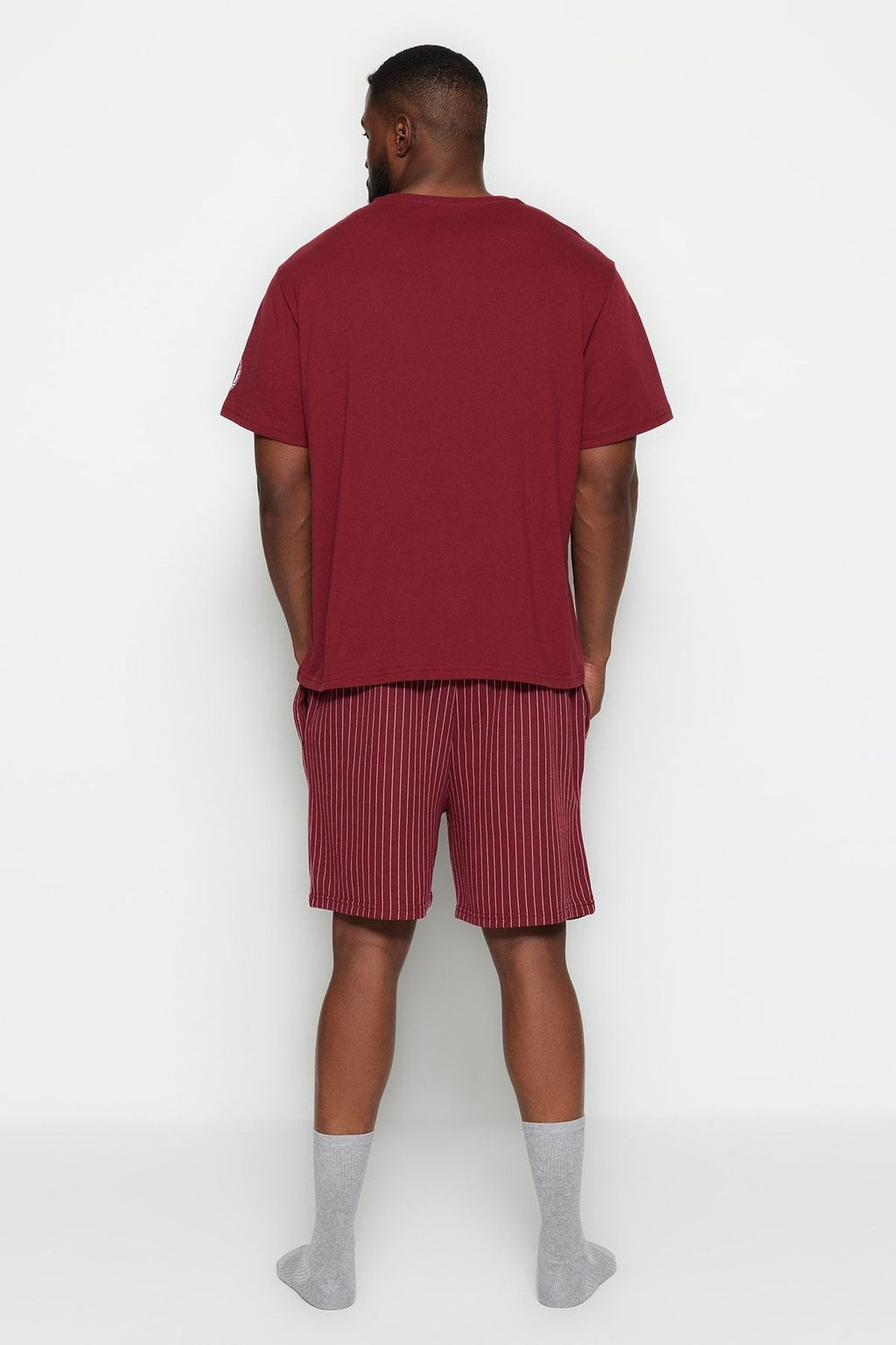 TRENDYOL MAN Buyuk Beden Bordo Regular Fit Rahat Bask?l? Sortlu Pijama Tak?m? TMNSS23PT00014 - Trendyolmilla фото 19