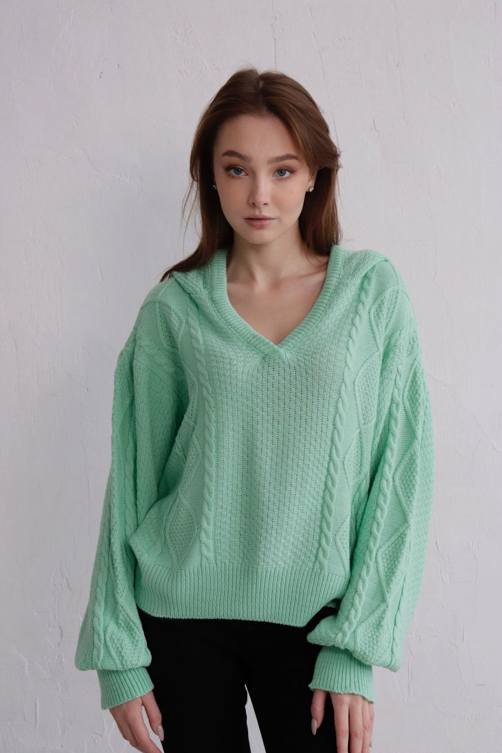 9937 Пуловер с капюшоном мята - Martichelli фото 12