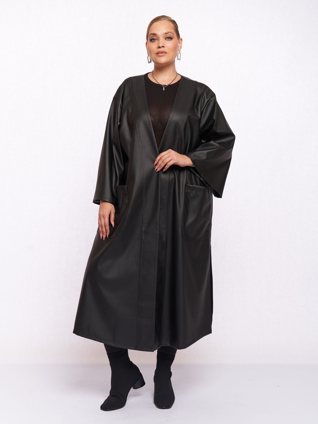 Кардиган кожаный KA05109BLK01